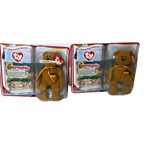 Beanie Baby LOT OF 2 1999 Ty Germania International Bears II McDonalds NIB NEW